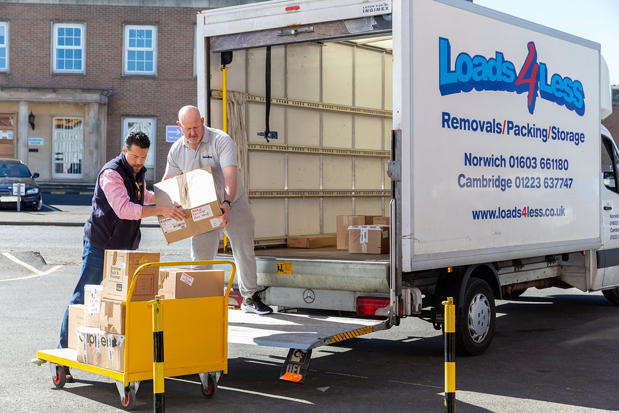 Steve Pymm and Adam Soall in Norwich loading up essential items for their trip to the Ukraine border