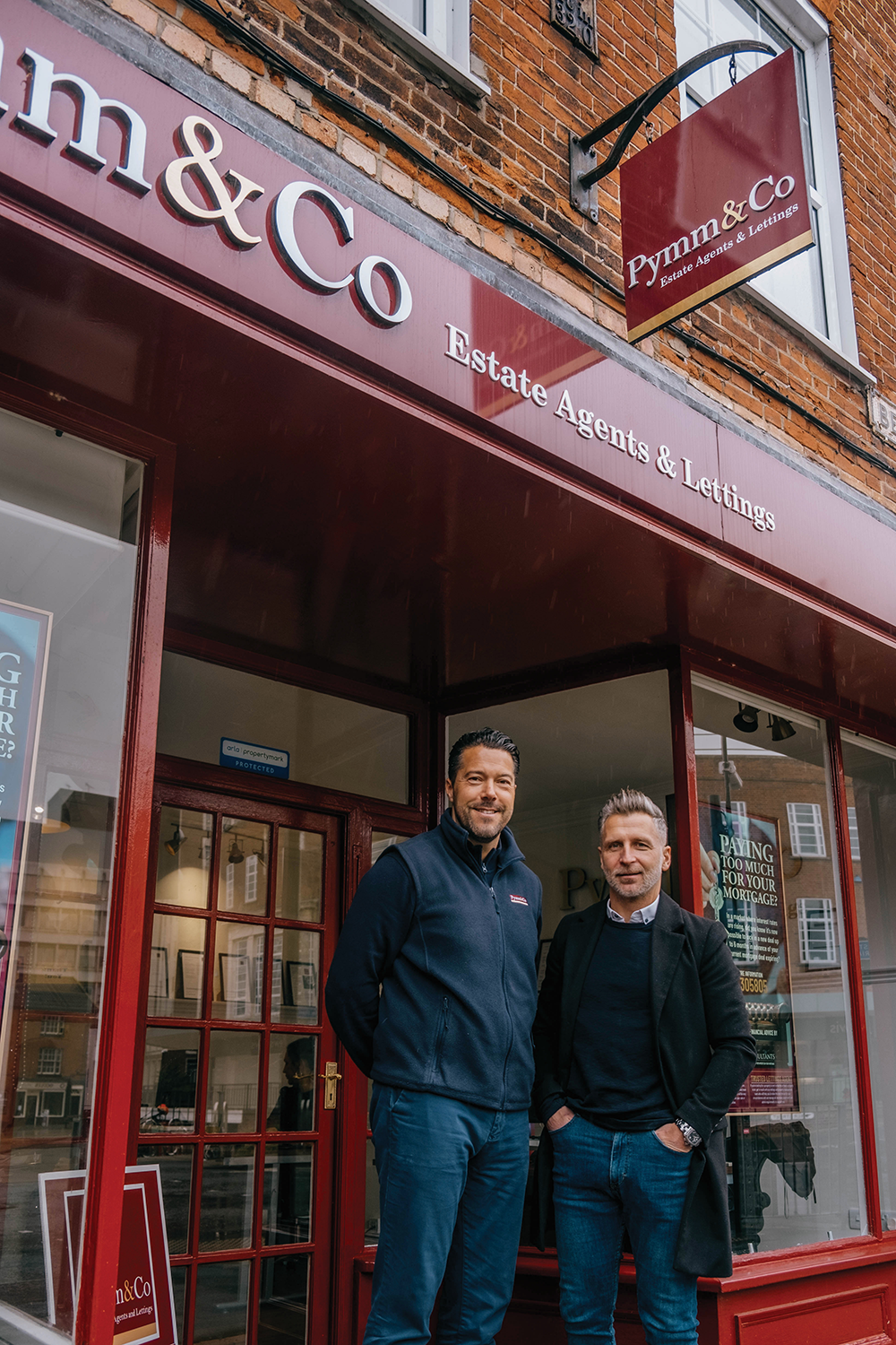 Darren Eadie and Steve Pymm outside Pymm & Co offices on Ber Street.