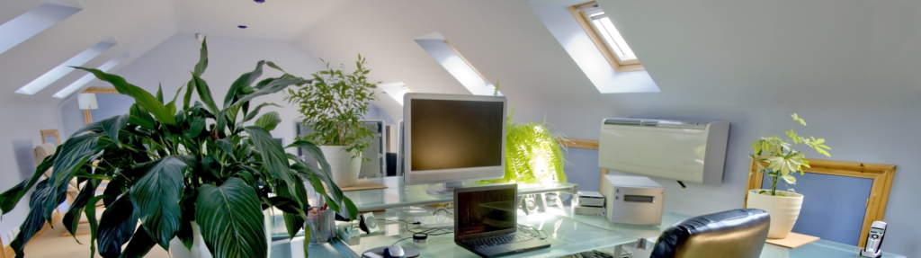 Home office space with a converted attic in a property